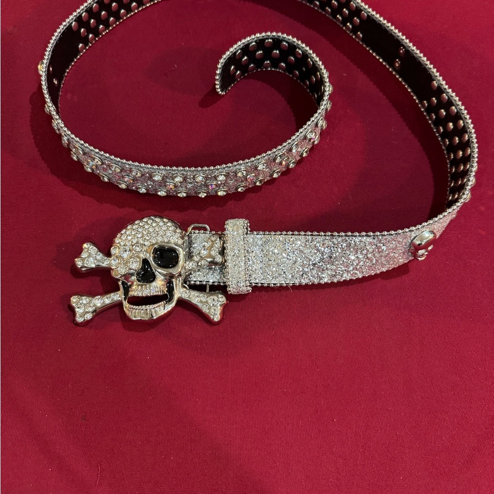 Rhinestone Skull Belt
